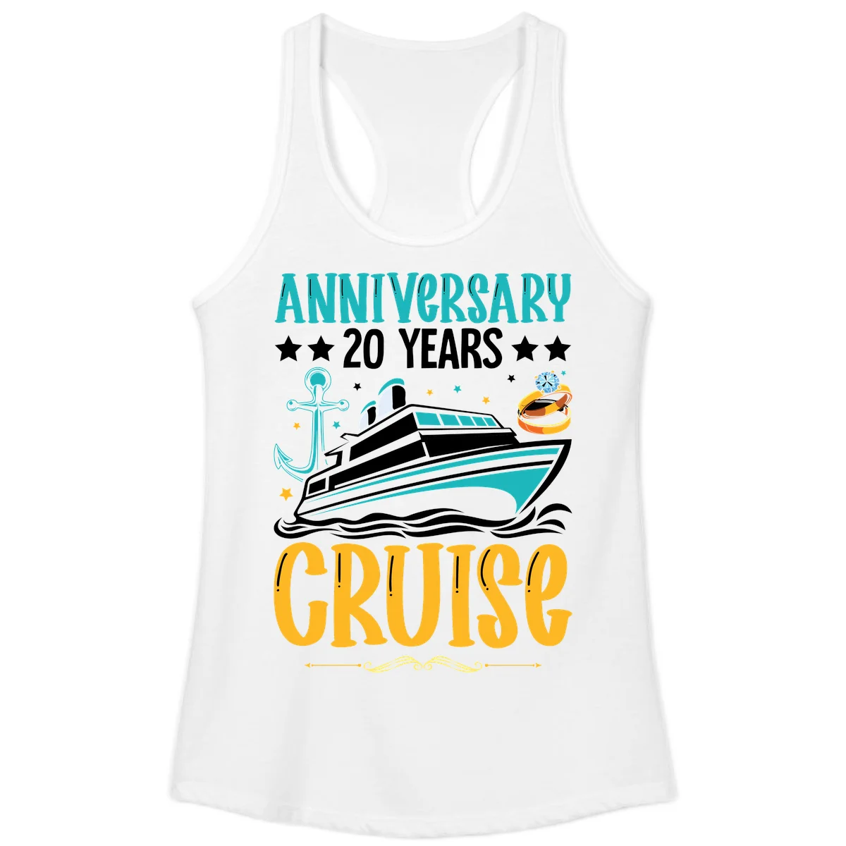 Anniversary 20 Years Cruise Ladies Tank in White