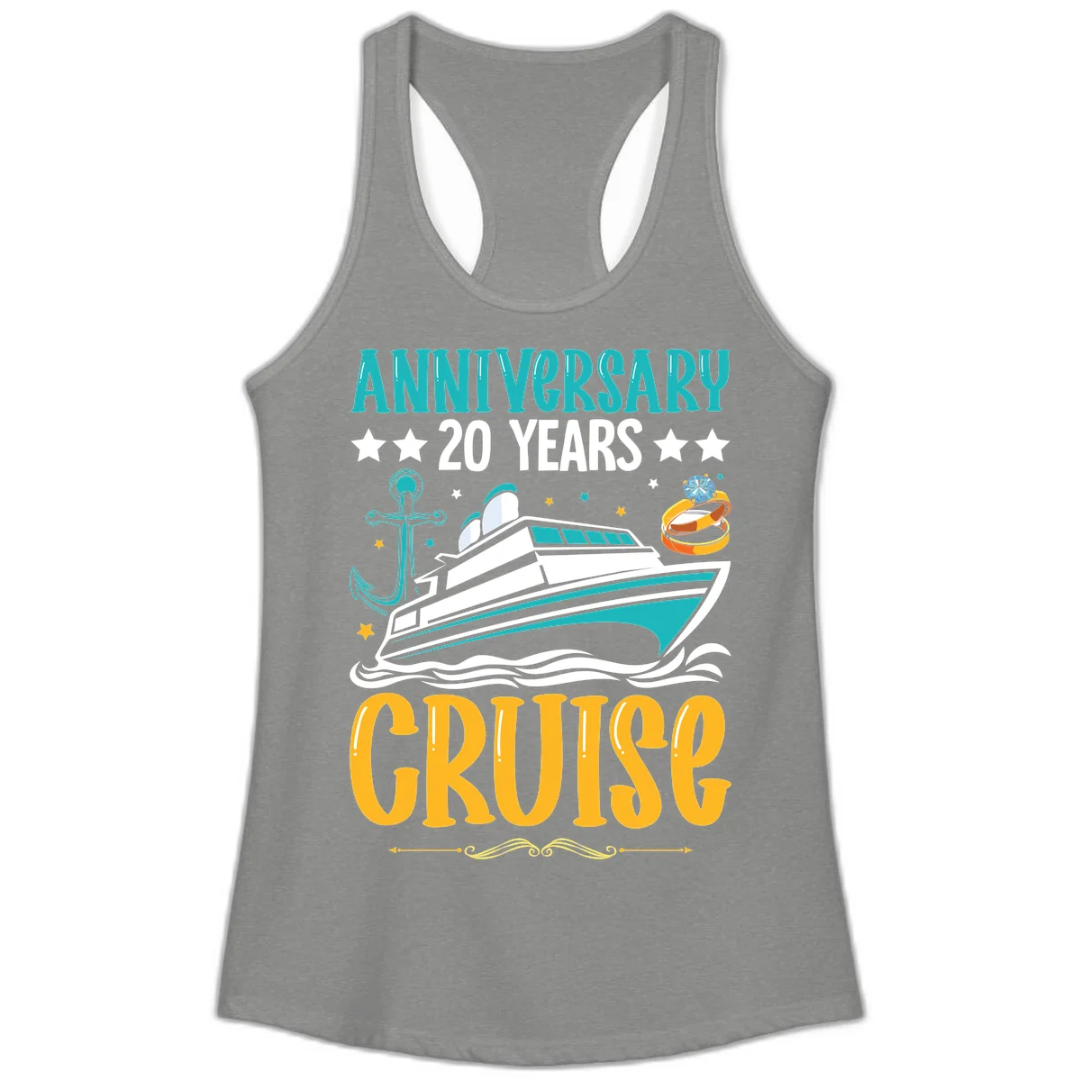 Anniversary 20 Years Cruise Ladies Tank in Heather Grey