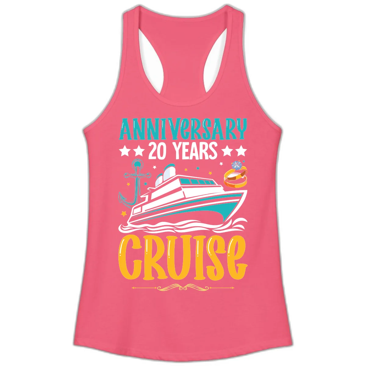 Anniversary 20 Years Cruise Ladies Tank in Hot Pink