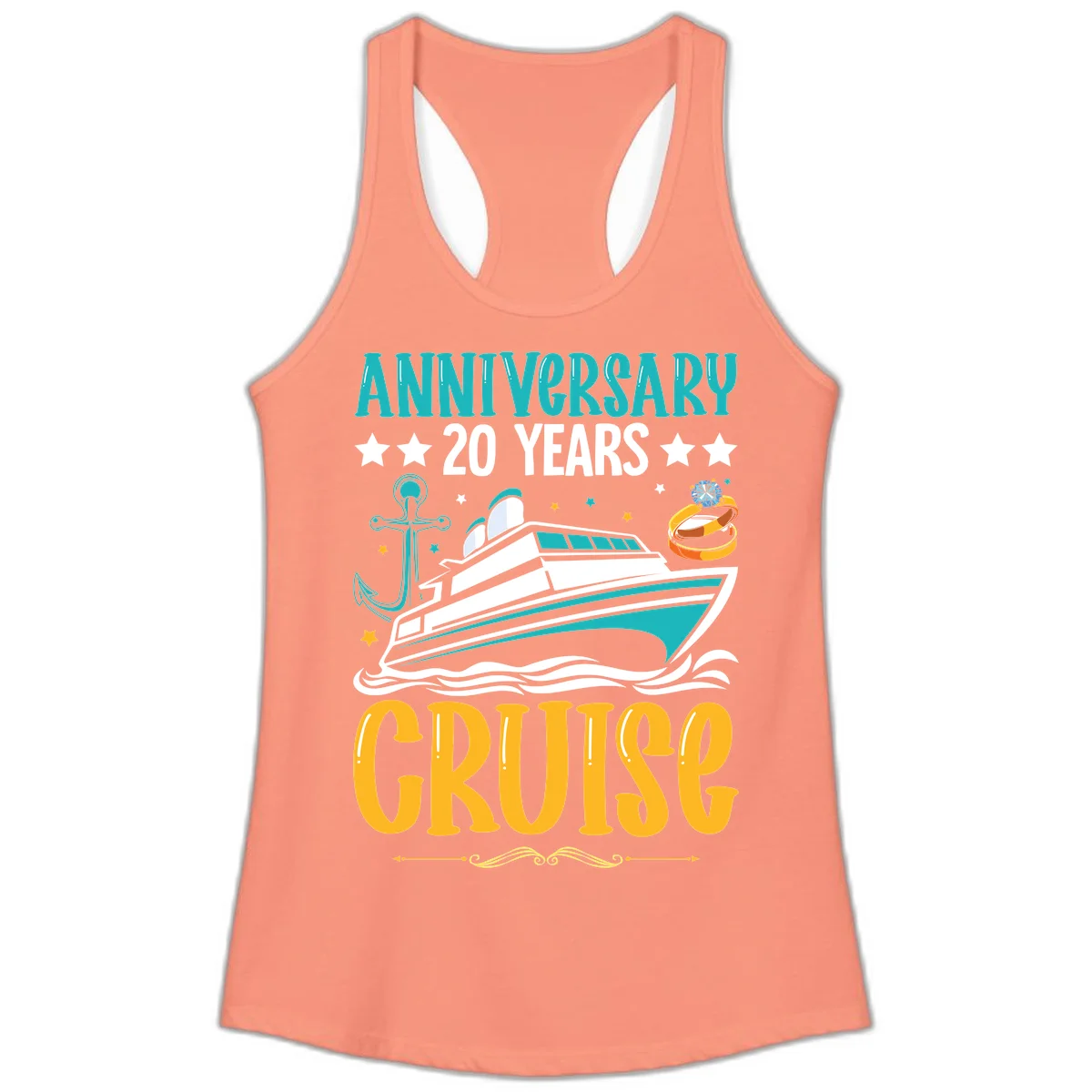 Anniversary 20 Years Cruise Ladies Tank in Solid Light Orange
