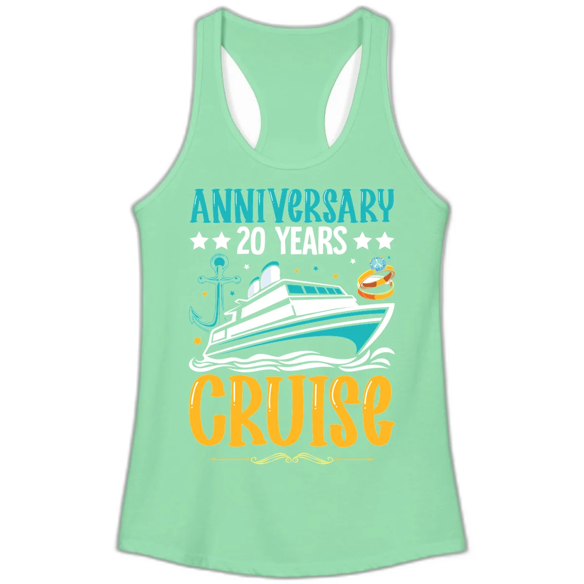 Anniversary 20 Years Cruise Ladies Tank in Solid Mint