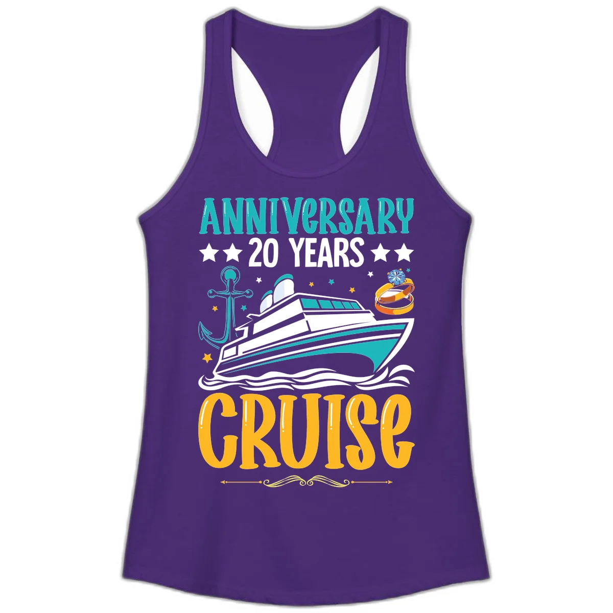 Anniversary 20 Years Cruise Ladies Tank in Solid Purple Rush