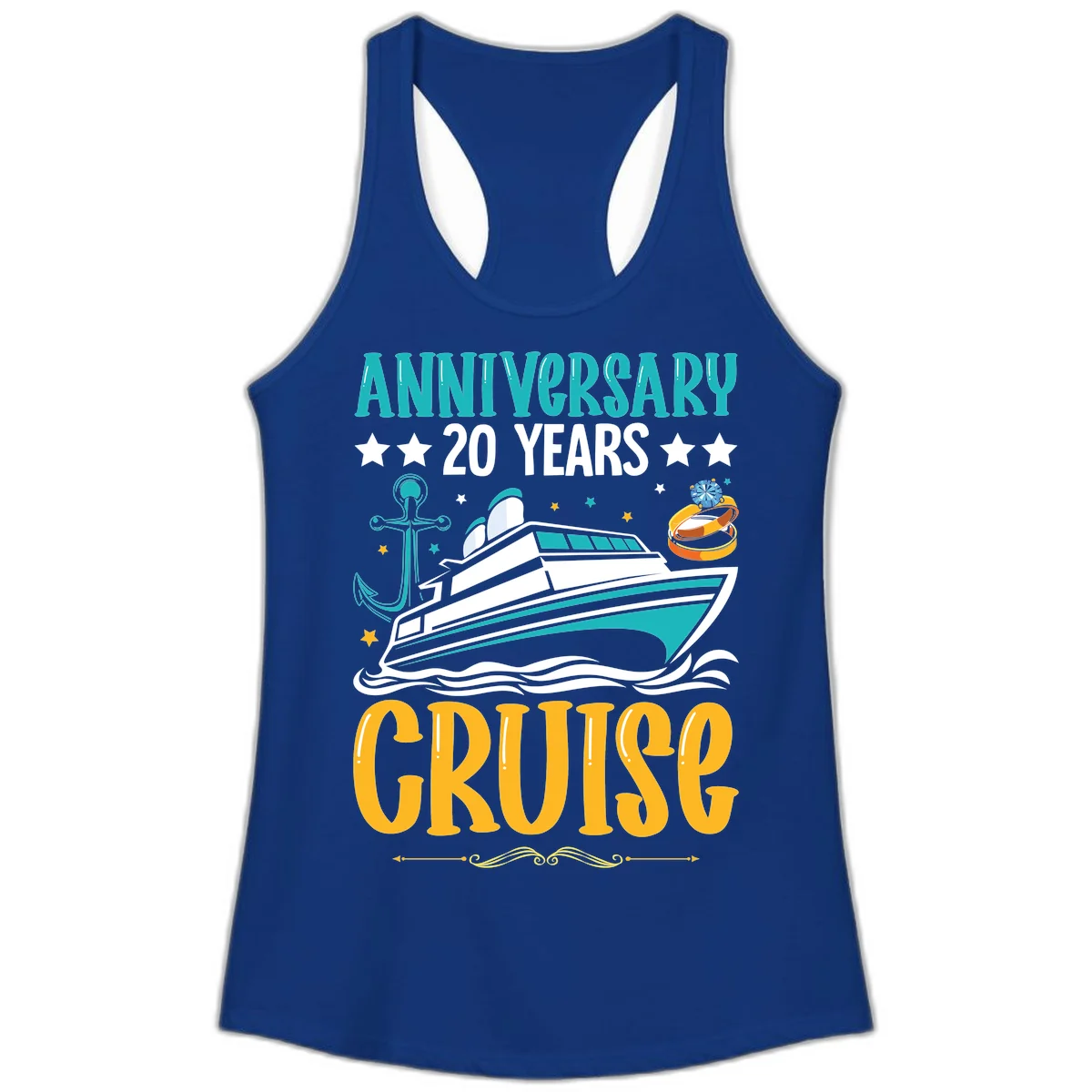 Anniversary 20 Years Cruise Ladies Tank in Solid Royal