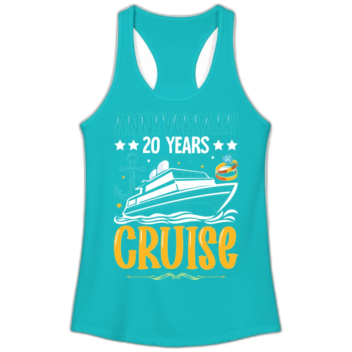 Anniversary 20 Years Cruise Ladies Tank in Tahiti Blue