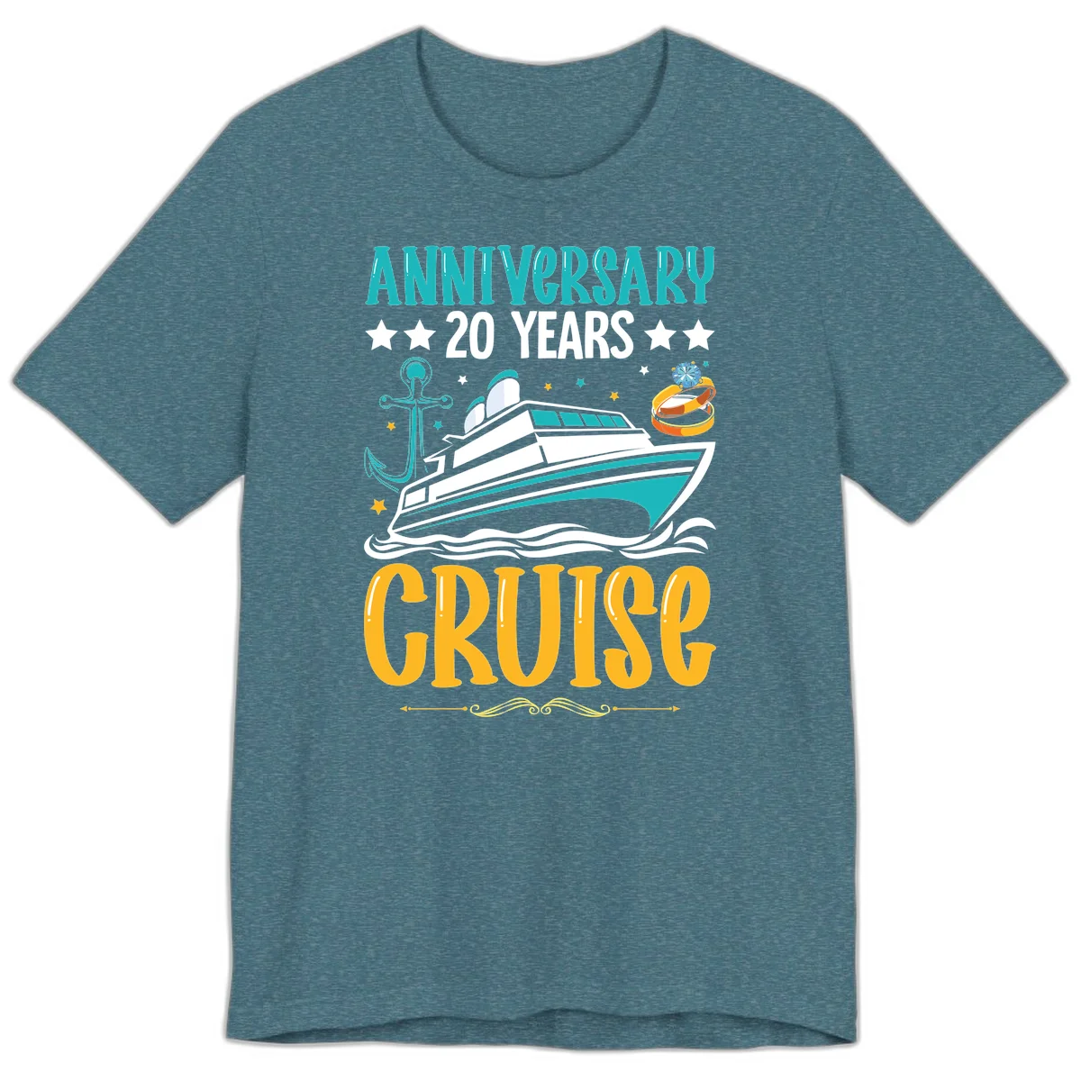 Anniversary 20 Years Cruise Premium T-Shirt in Heather Deep Teal