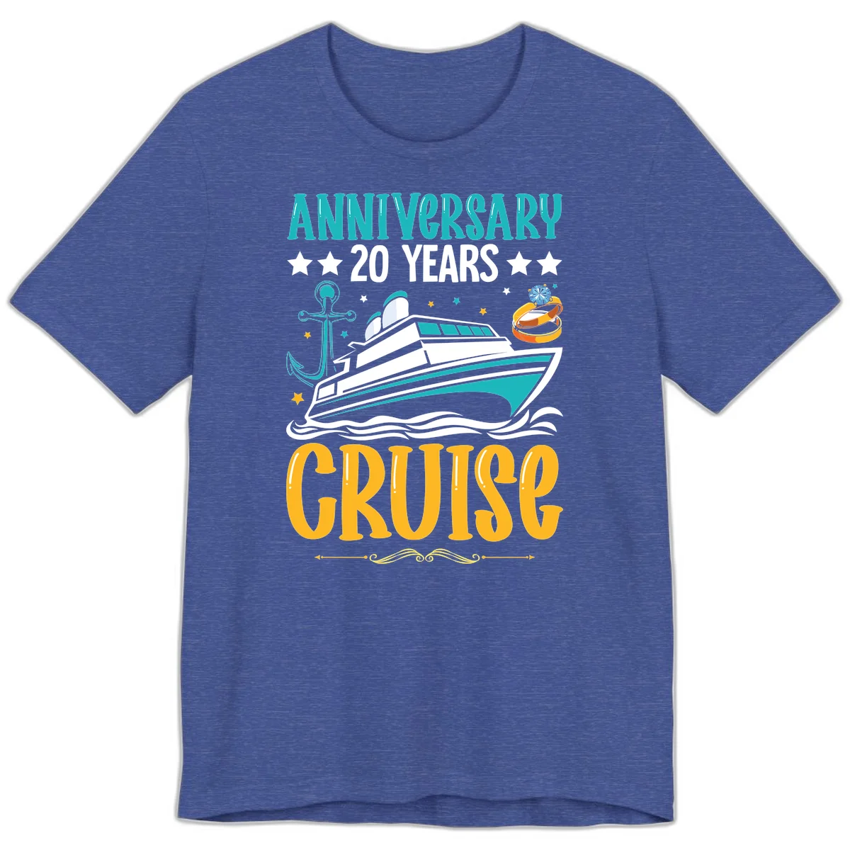 Anniversary 20 Years Cruise Premium T-Shirt in Heather True Royal