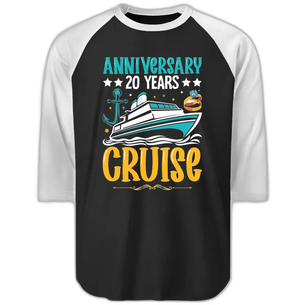 Anniversary 20 Years Cruise Raglan 3/4 in Black White