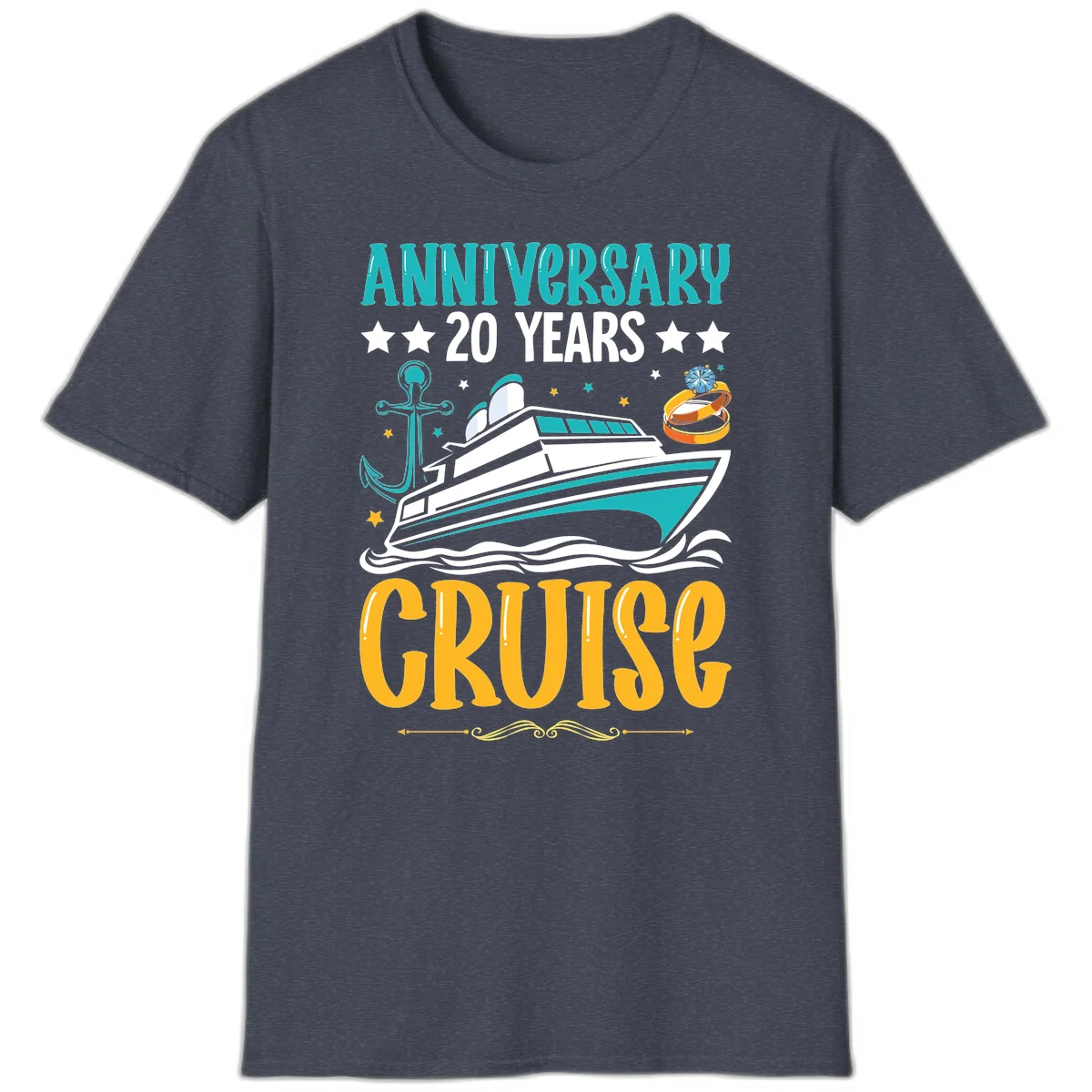 Anniversary 20 Years Cruise T-Shirt in Heather Navy