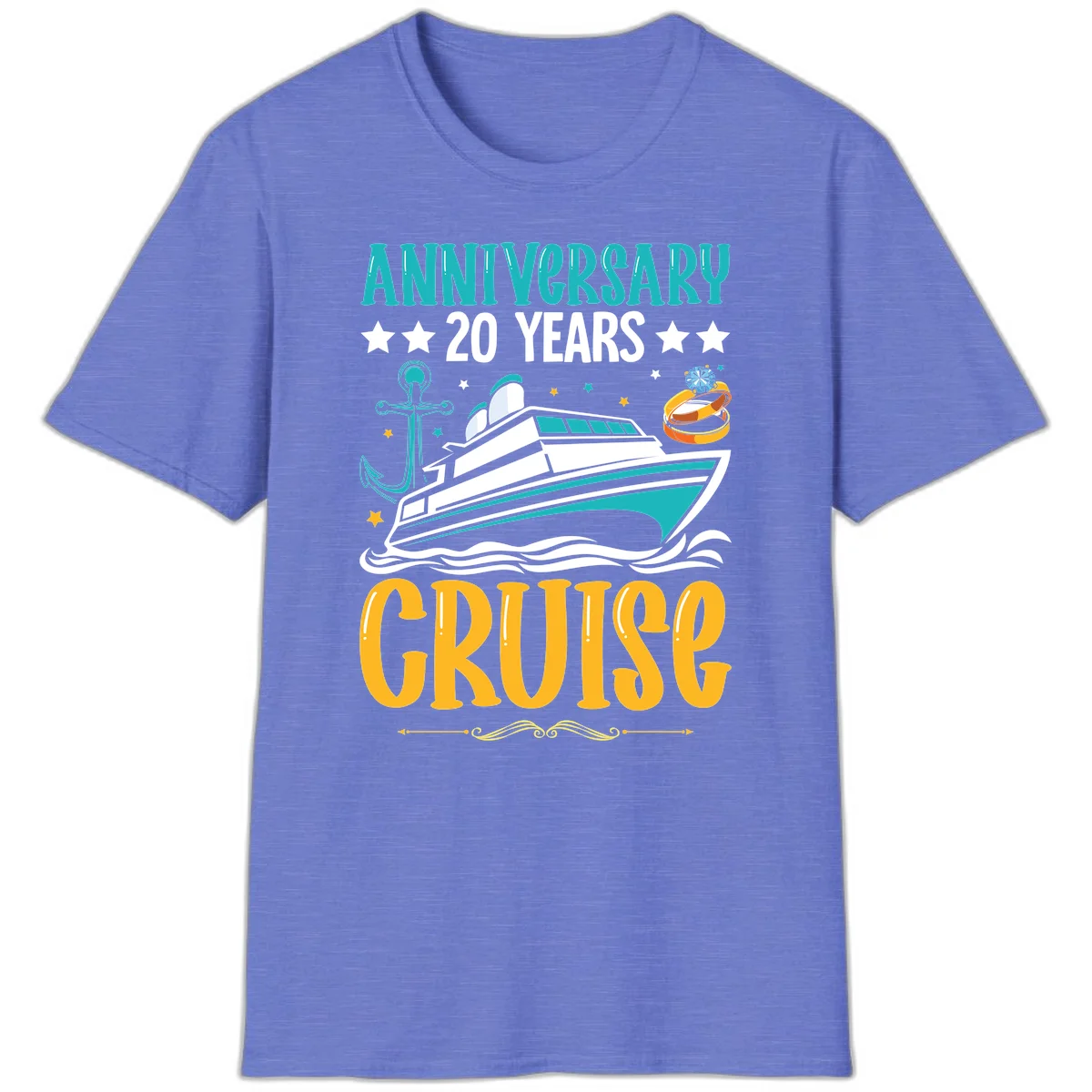 Anniversary 20 Years Cruise T-Shirt in Heather Royal