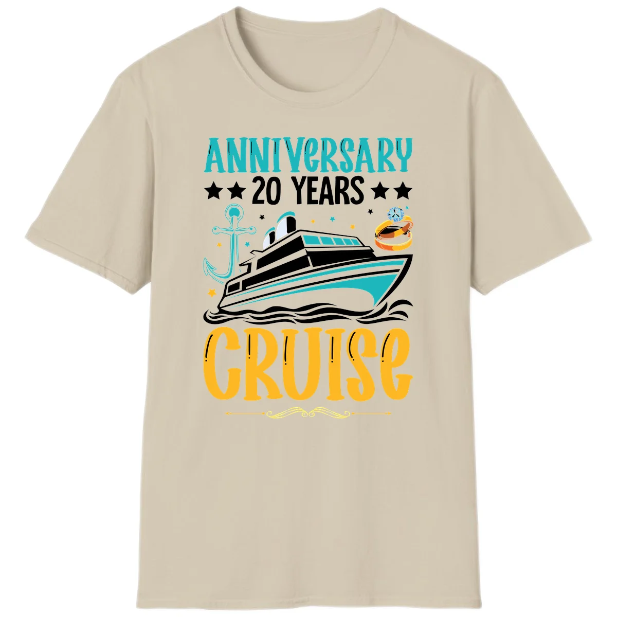 Anniversary 20 Years Cruise T-Shirt in Sand