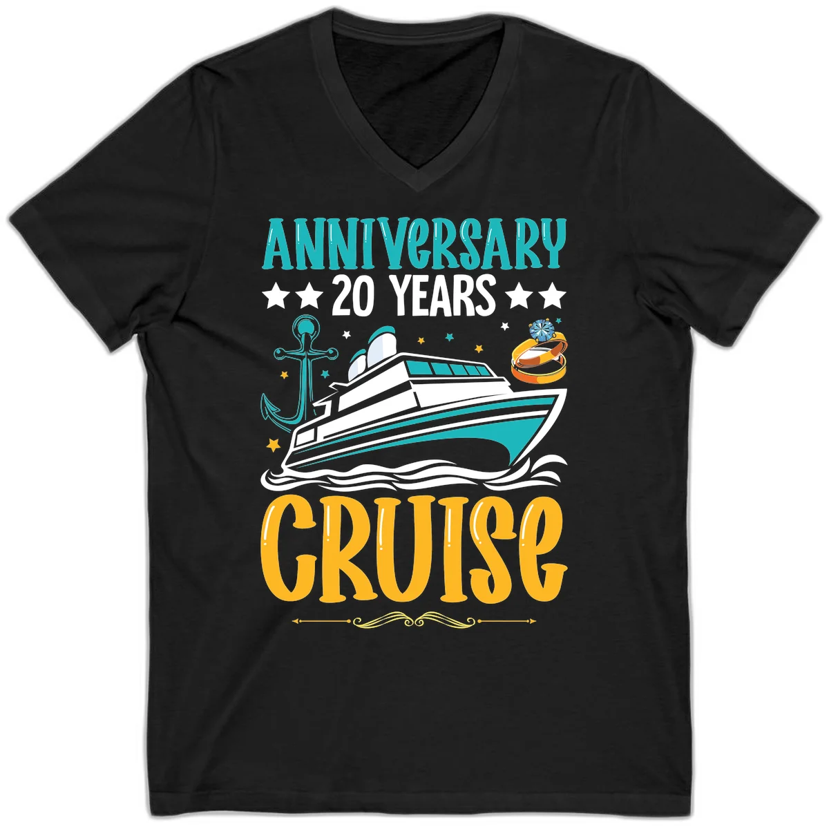 Anniversary 20 Years Cruise V-Neck in Black