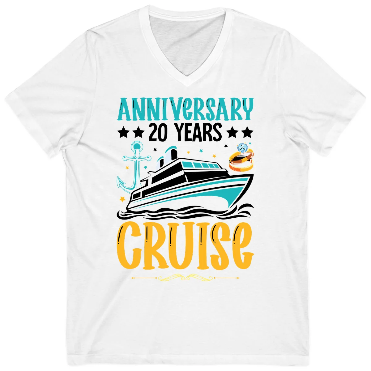 Anniversary 20 Years Cruise V-Neck in White