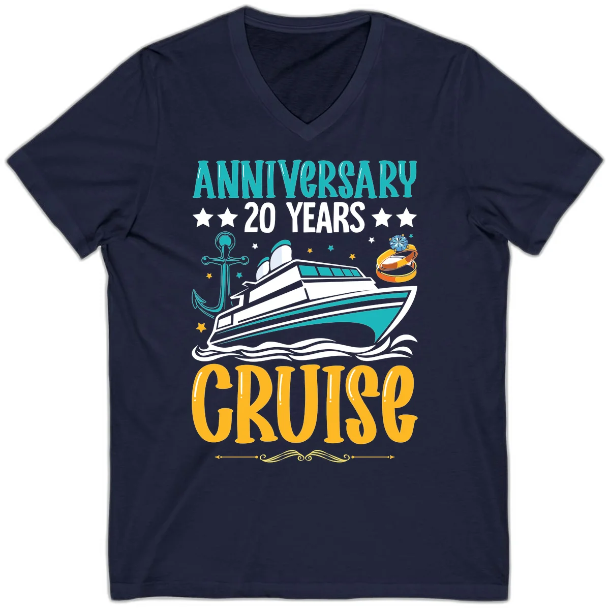 Anniversary 20 Years Cruise V-Neck in Navy