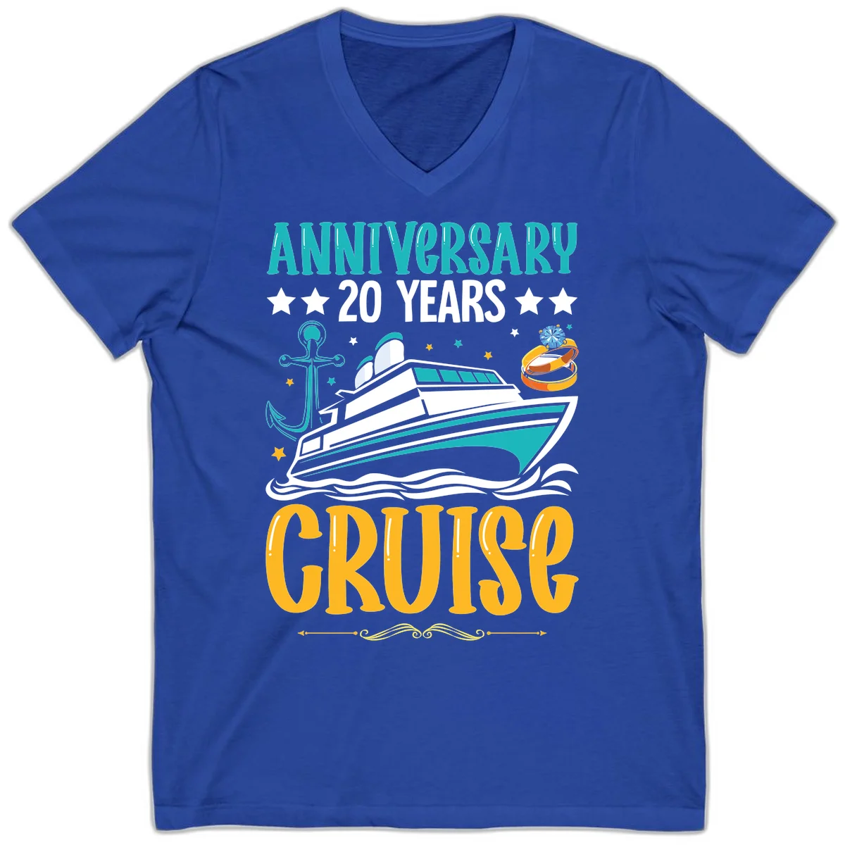 Anniversary 20 Years Cruise V-Neck in True Royal