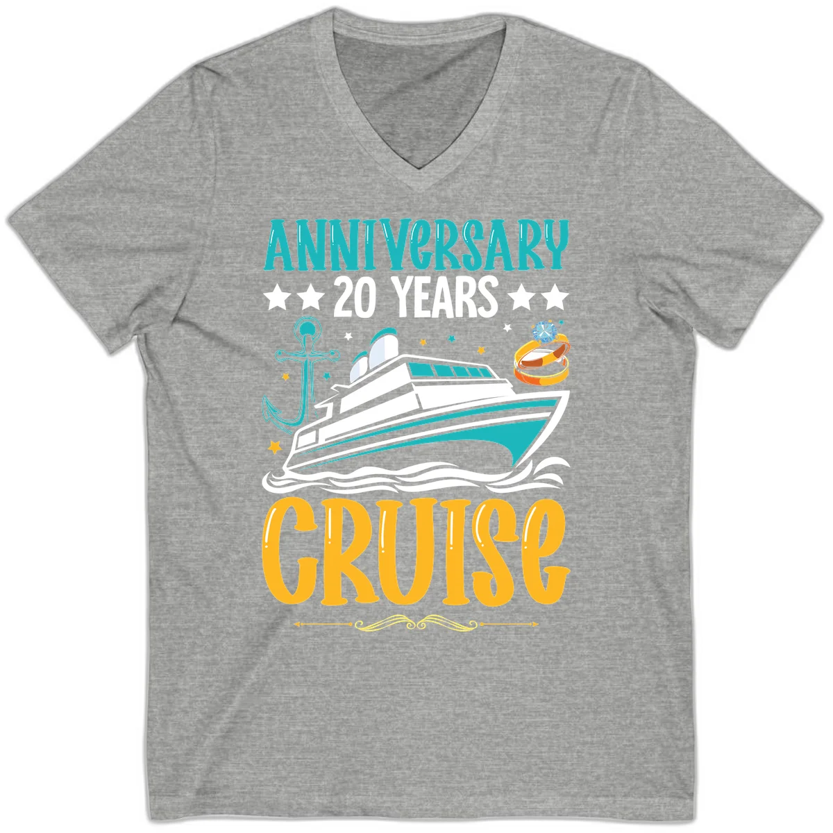 Anniversary 20 Years Cruise V-Neck in Athletic Heather