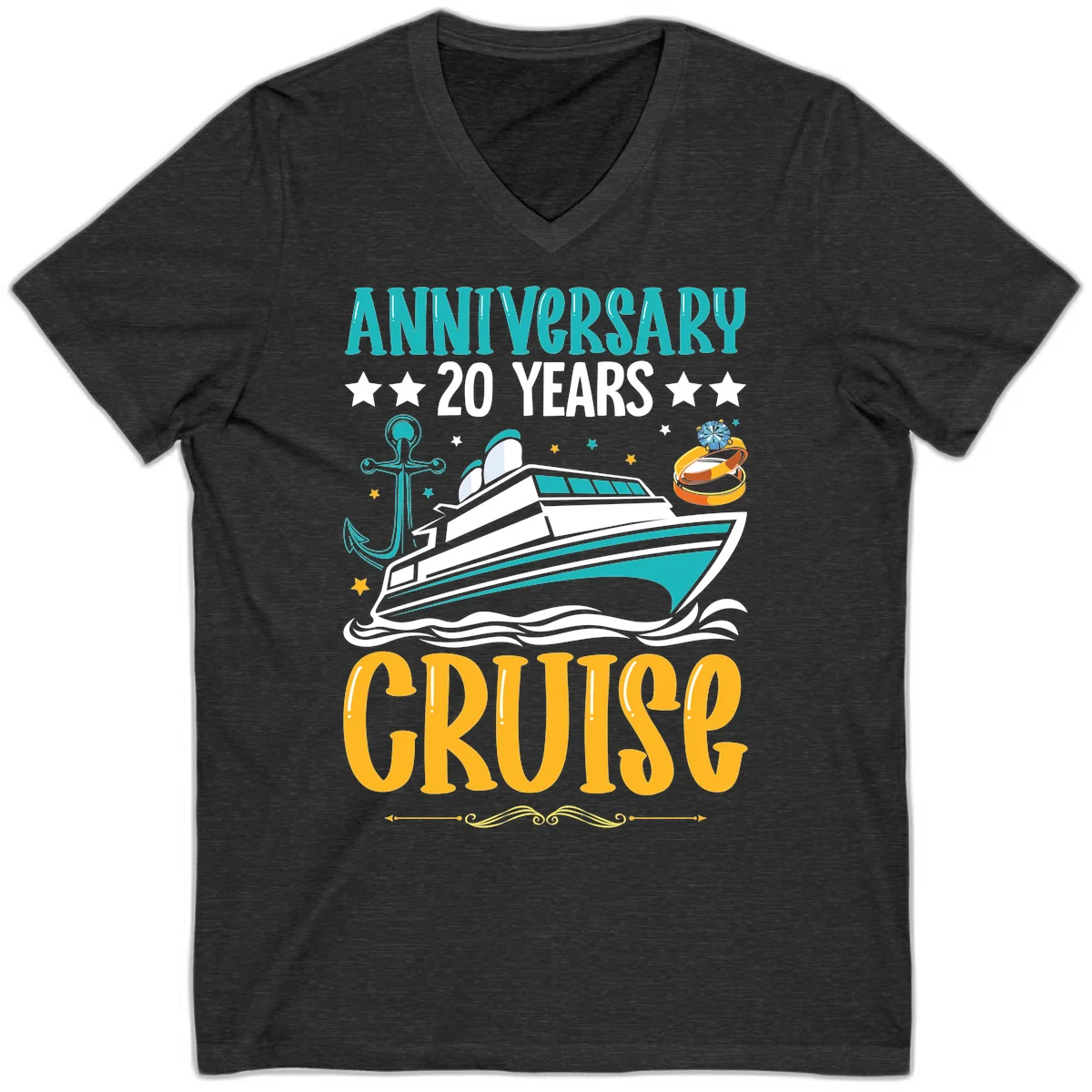 Anniversary 20 Years Cruise V-Neck in Dark Grey Heather
