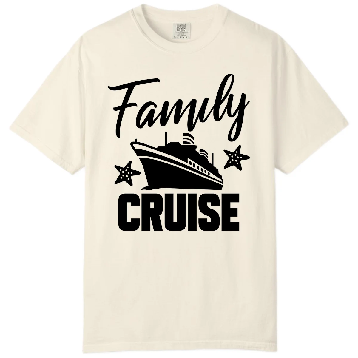 Family Cruise Ship & Starfish Comfort Color T-Shirt in Ivory