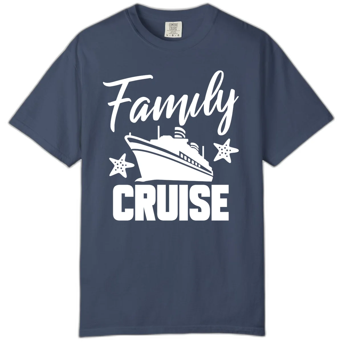 Family Cruise Ship & Starfish Comfort Color T-Shirt in Midnight