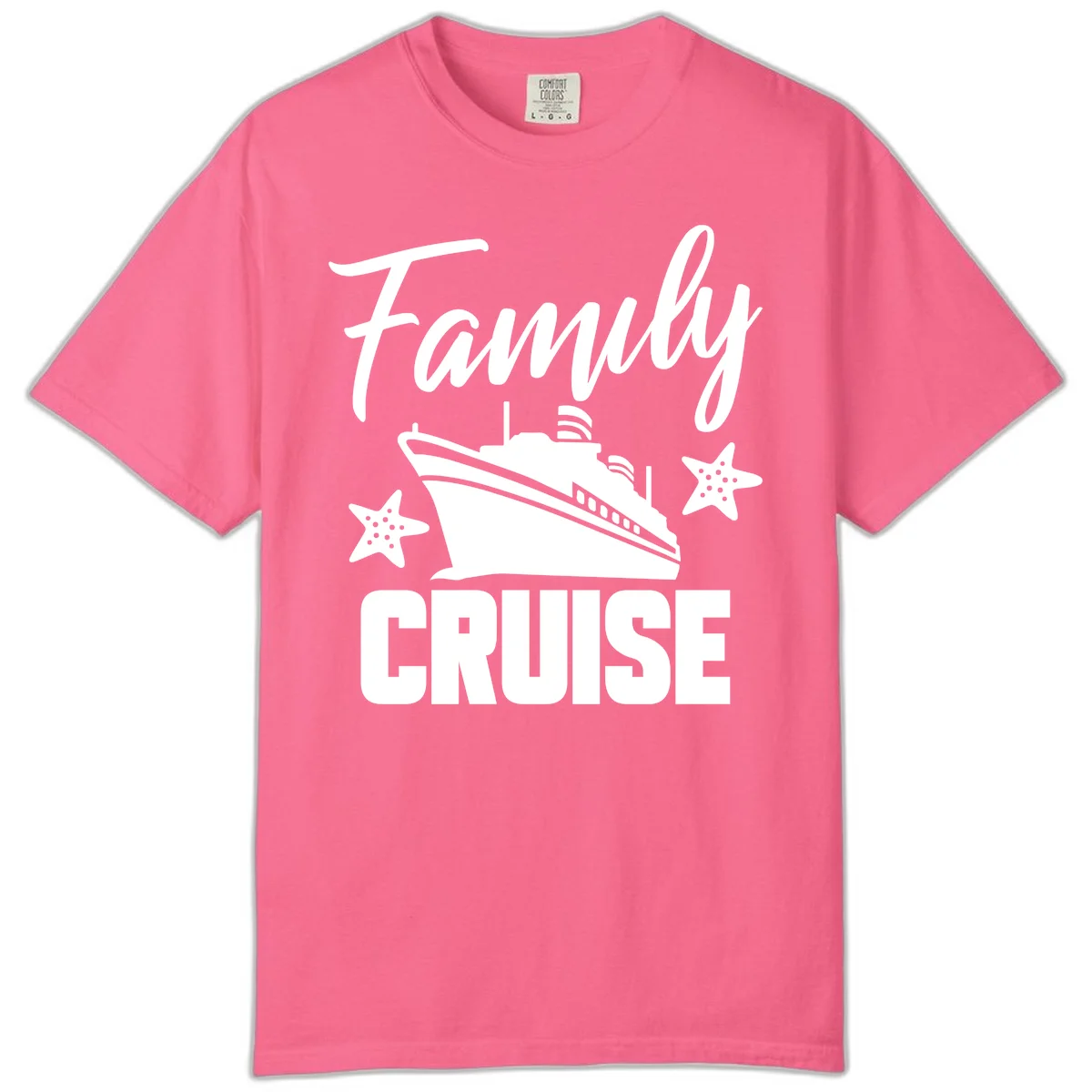 Family Cruise Ship & Starfish Comfort Color T-Shirt in Crunchberry