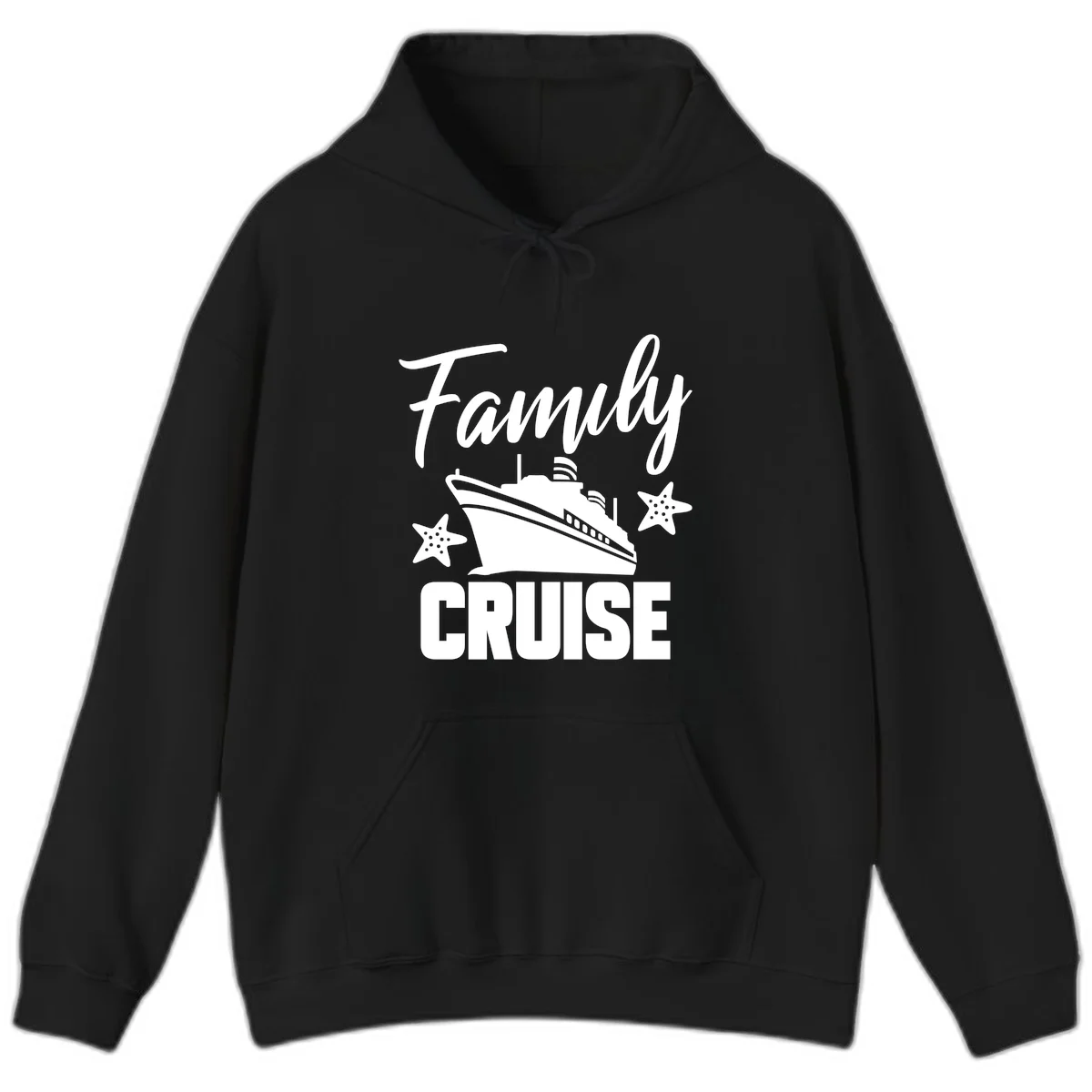 Family Cruise Ship & Starfish Hoodie in Black