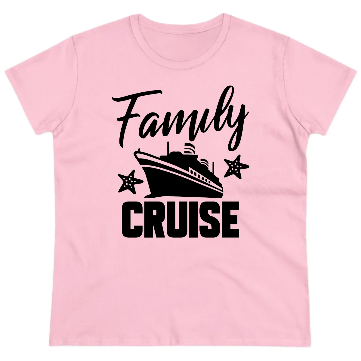 Family Cruise Ship & Starfish Ladies Tee in Light Pink