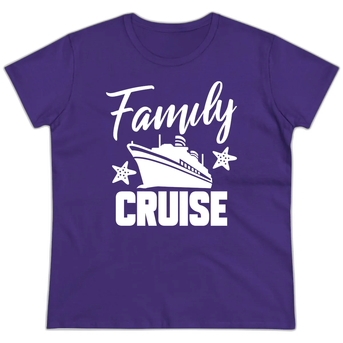 Family Cruise Ship & Starfish Ladies Tee in Purple