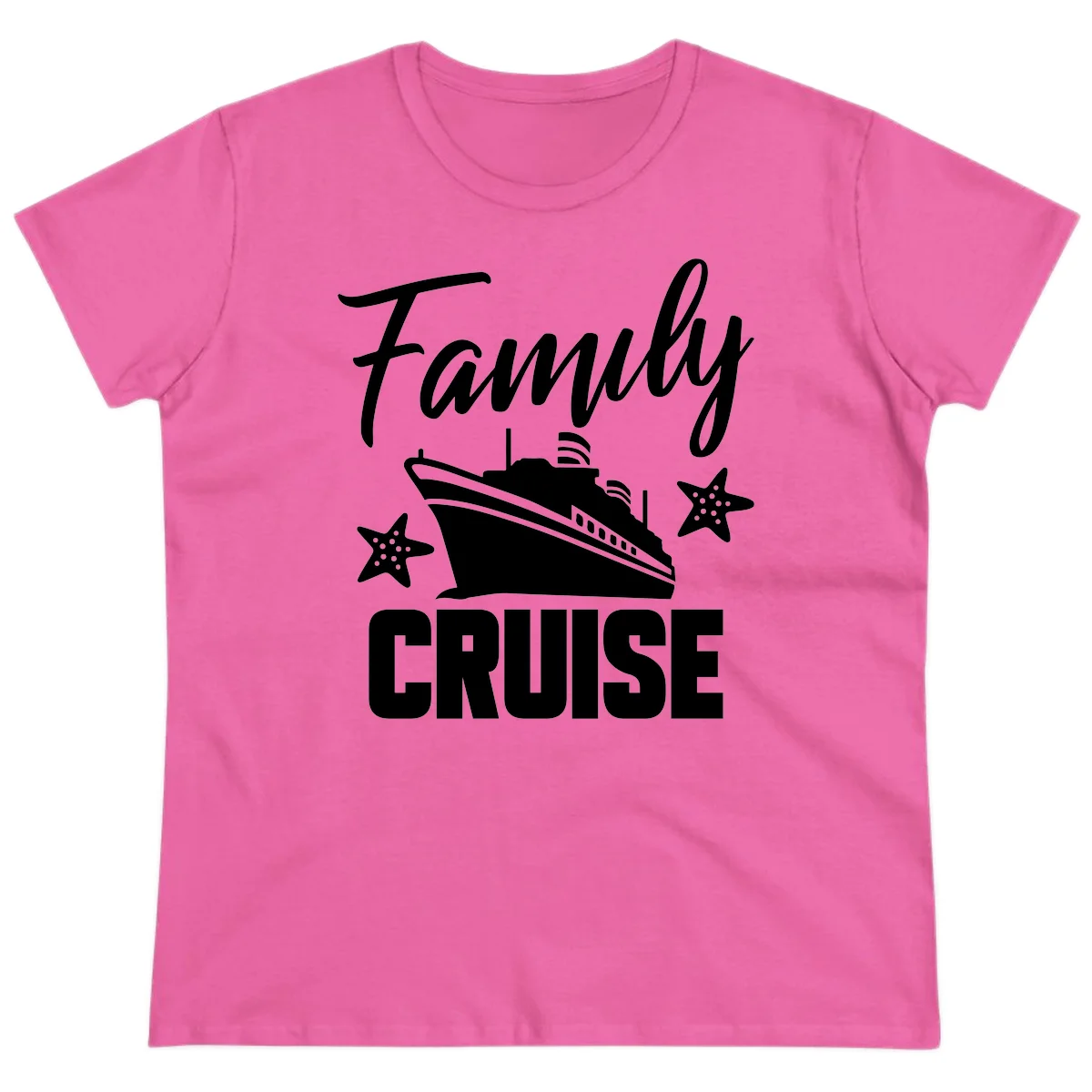 Family Cruise Ship & Starfish Ladies Tee in Azalea