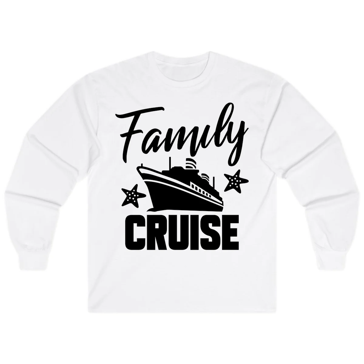 Family Cruise Ship & Starfish Long Sleeve Tee in White