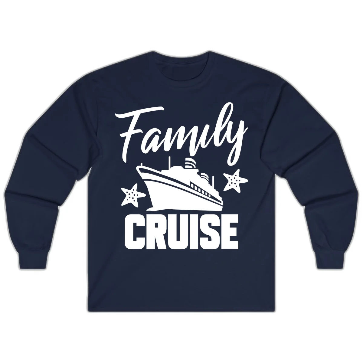 Family Cruise Ship & Starfish Long Sleeve Tee in Navy