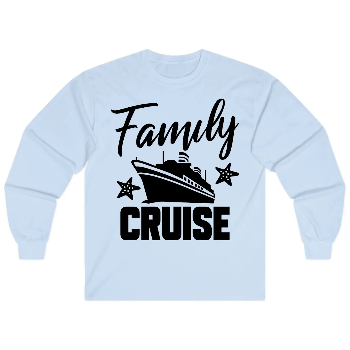 Family Cruise Ship & Starfish Long Sleeve Tee in Light Blue