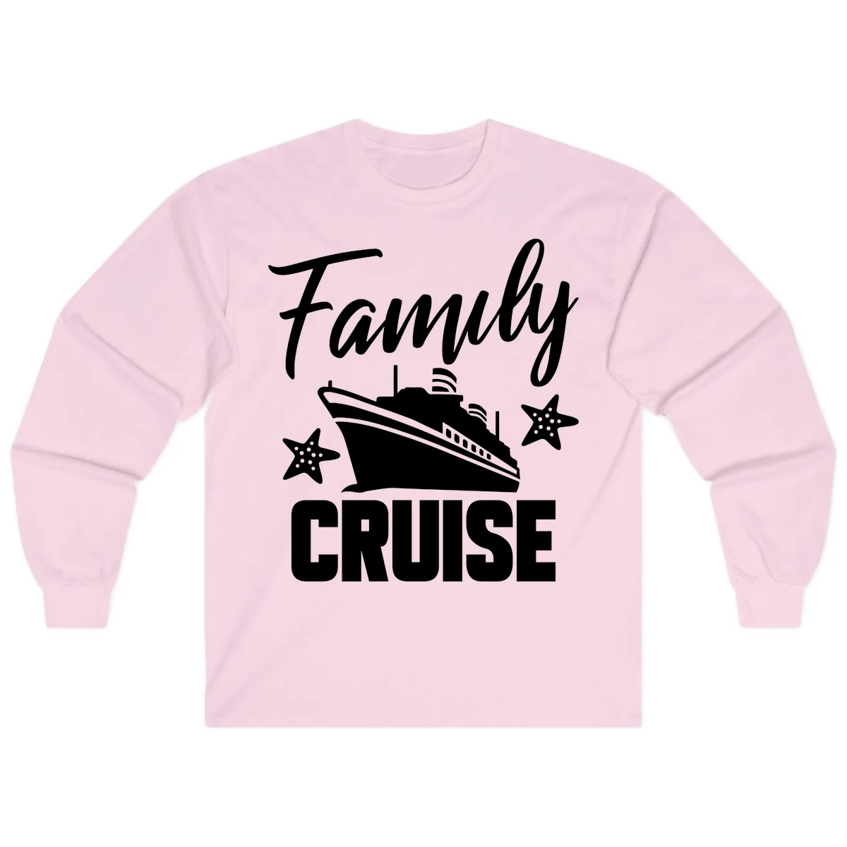 Family Cruise Ship & Starfish Long Sleeve Tee in Light Pink