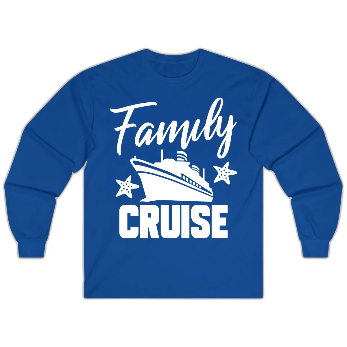 Family Cruise Ship & Starfish Long Sleeve Tee in Royal