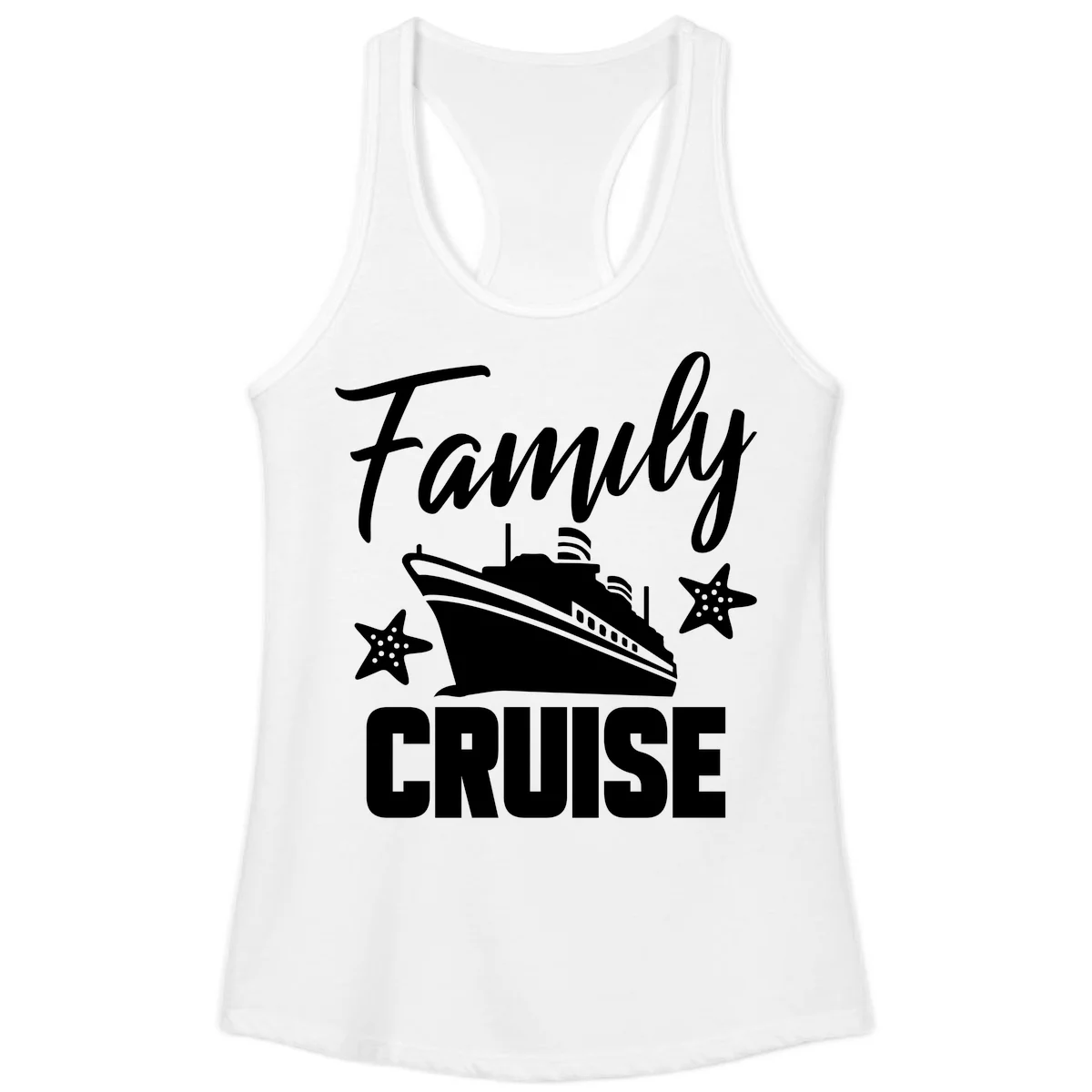 Family Cruise Ship & Starfish Ladies Tank Top in White