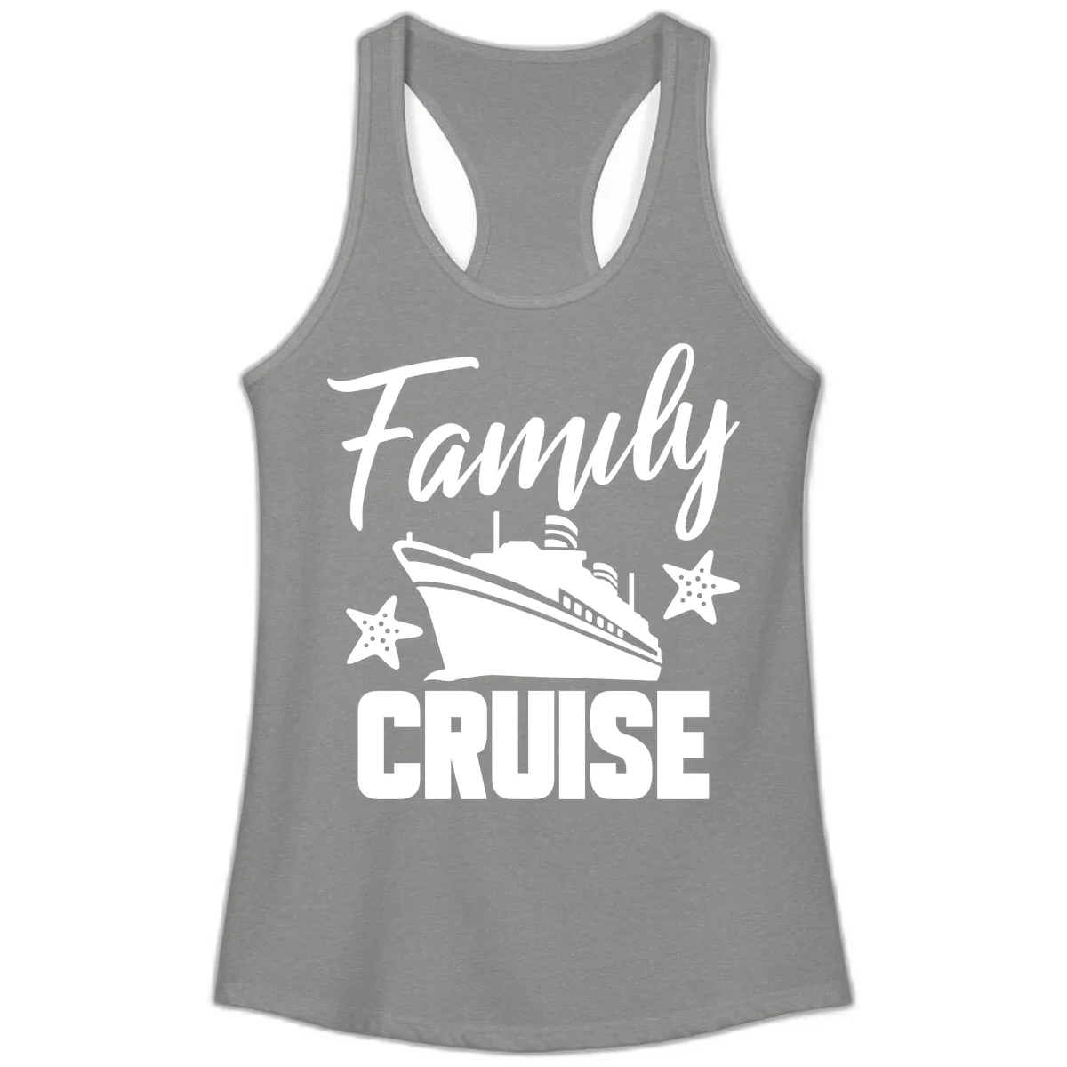 Family Cruise Ship & Starfish Ladies Tank Top in Heather Grey