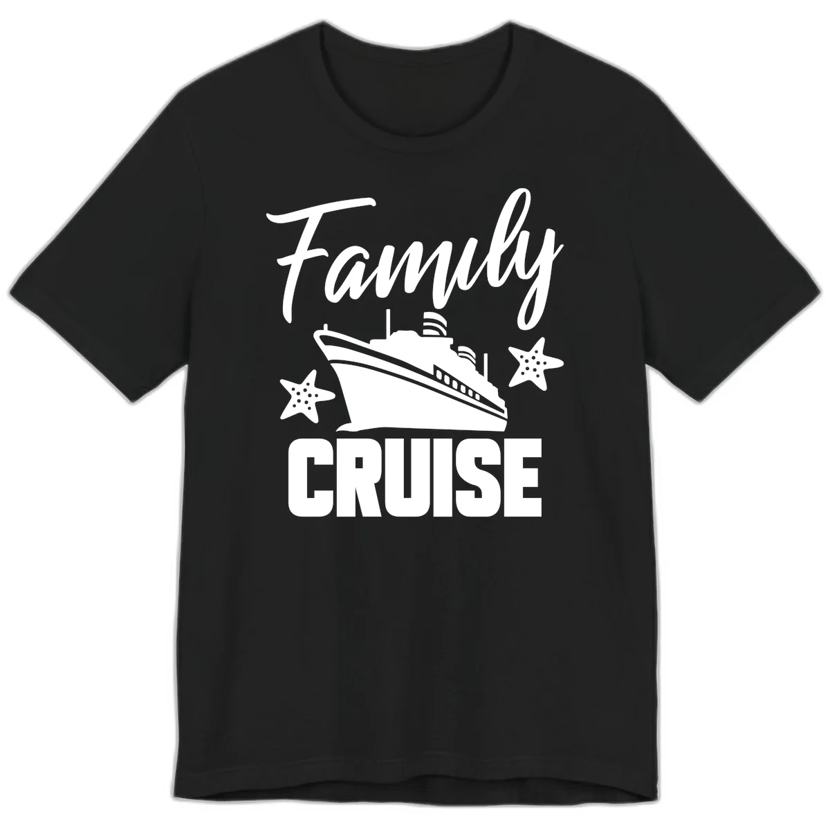 Family Cruise Ship & Starfish Premium T-Shirt in Black