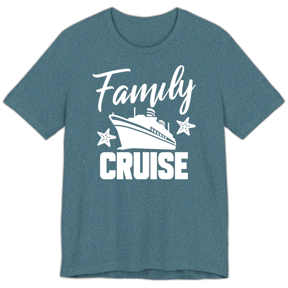 Family Cruise Ship & Starfish Premium T-Shirt in Heather Deep Teal