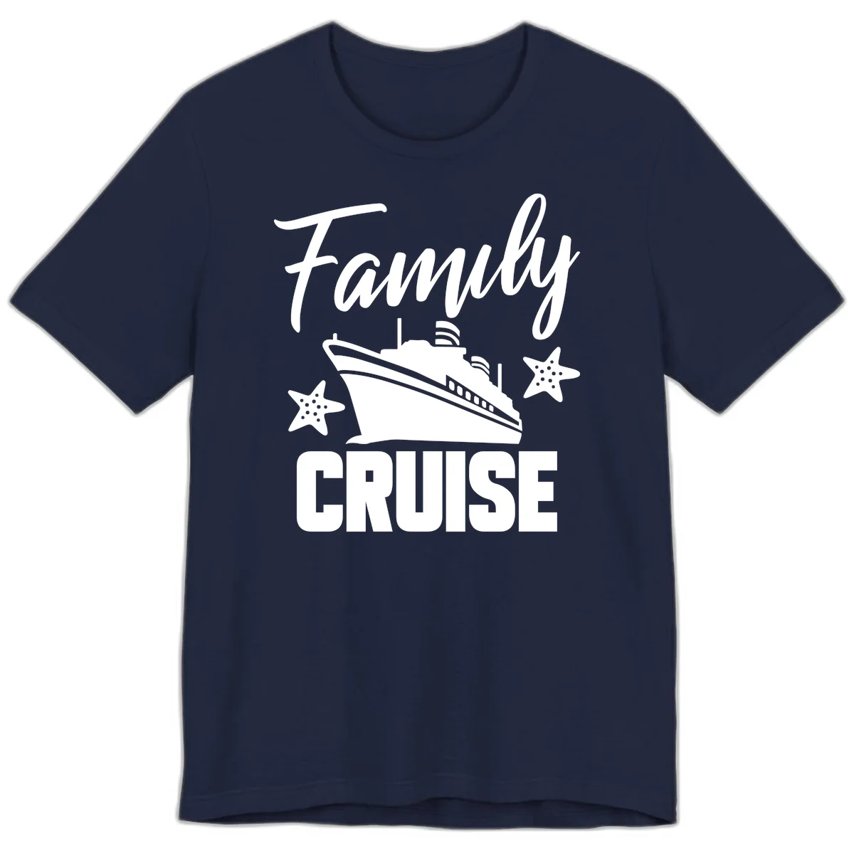Family Cruise Ship & Starfish Premium T-Shirt in Navy