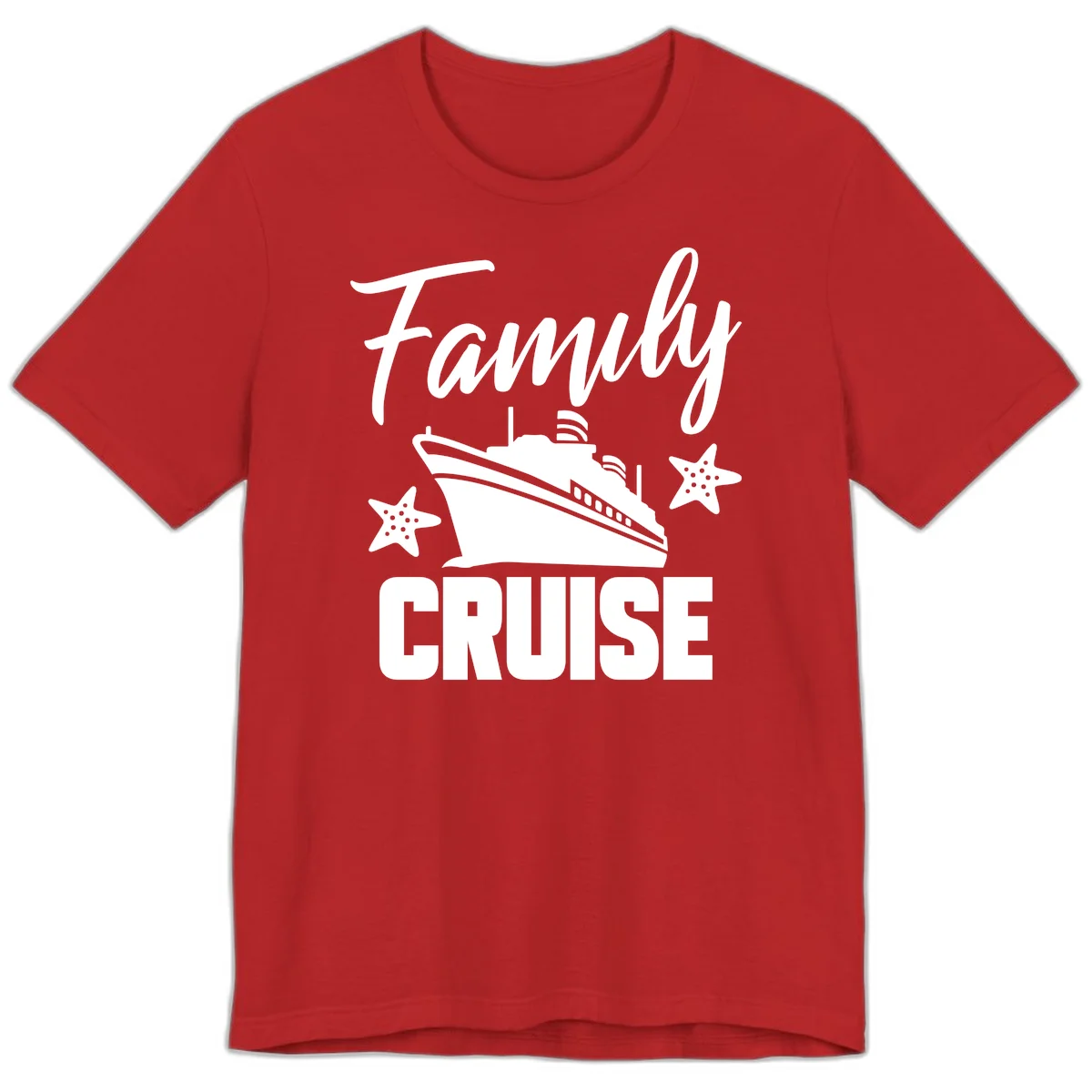 Family Cruise Ship & Starfish Premium T-Shirt in Red