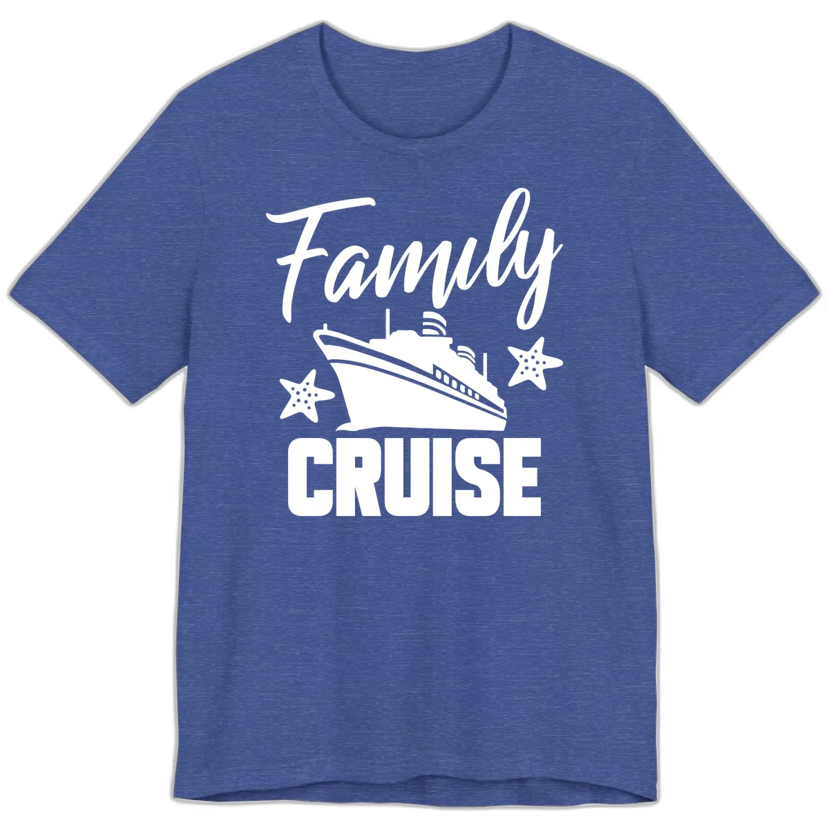 Family Cruise Ship & Starfish Premium T-Shirt in Heather True Royal