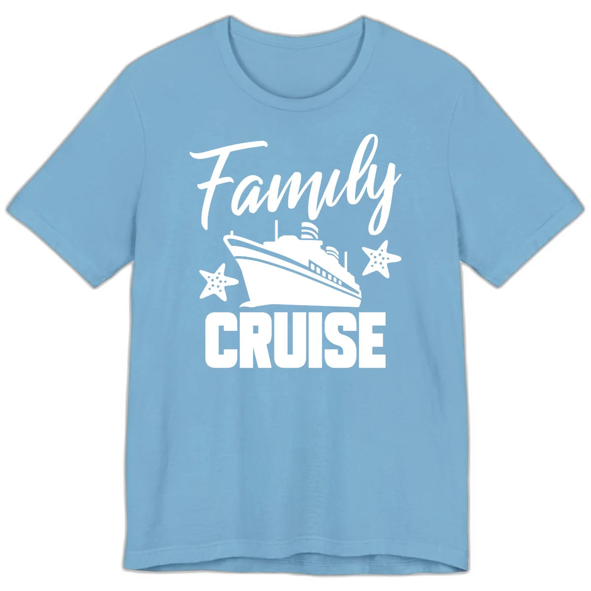 Family Cruise Ship & Starfish Premium T-Shirt in Ocean Blue