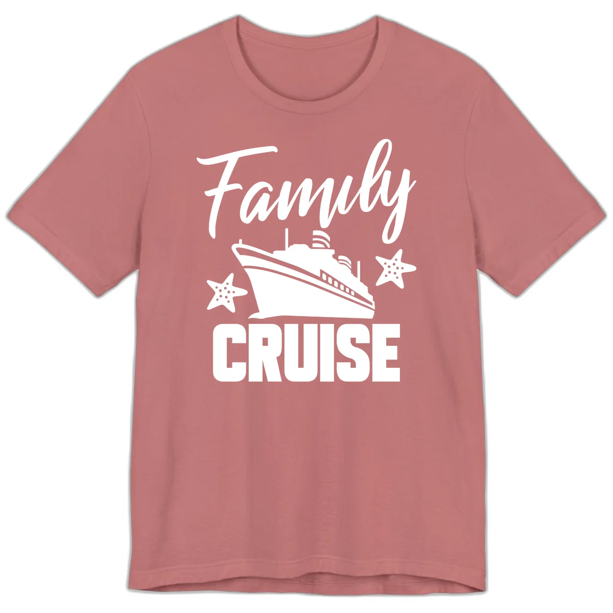 Family Cruise Ship & Starfish Premium T-Shirt in Mauve