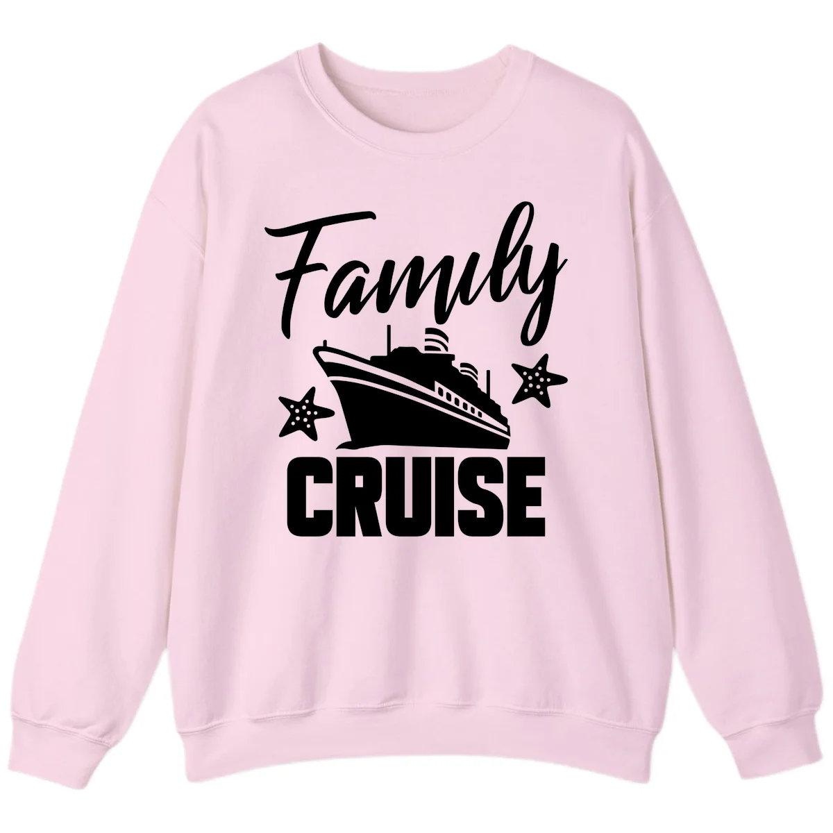 Family Cruise Ship & Starfish Sweatshirt in Light Pink
