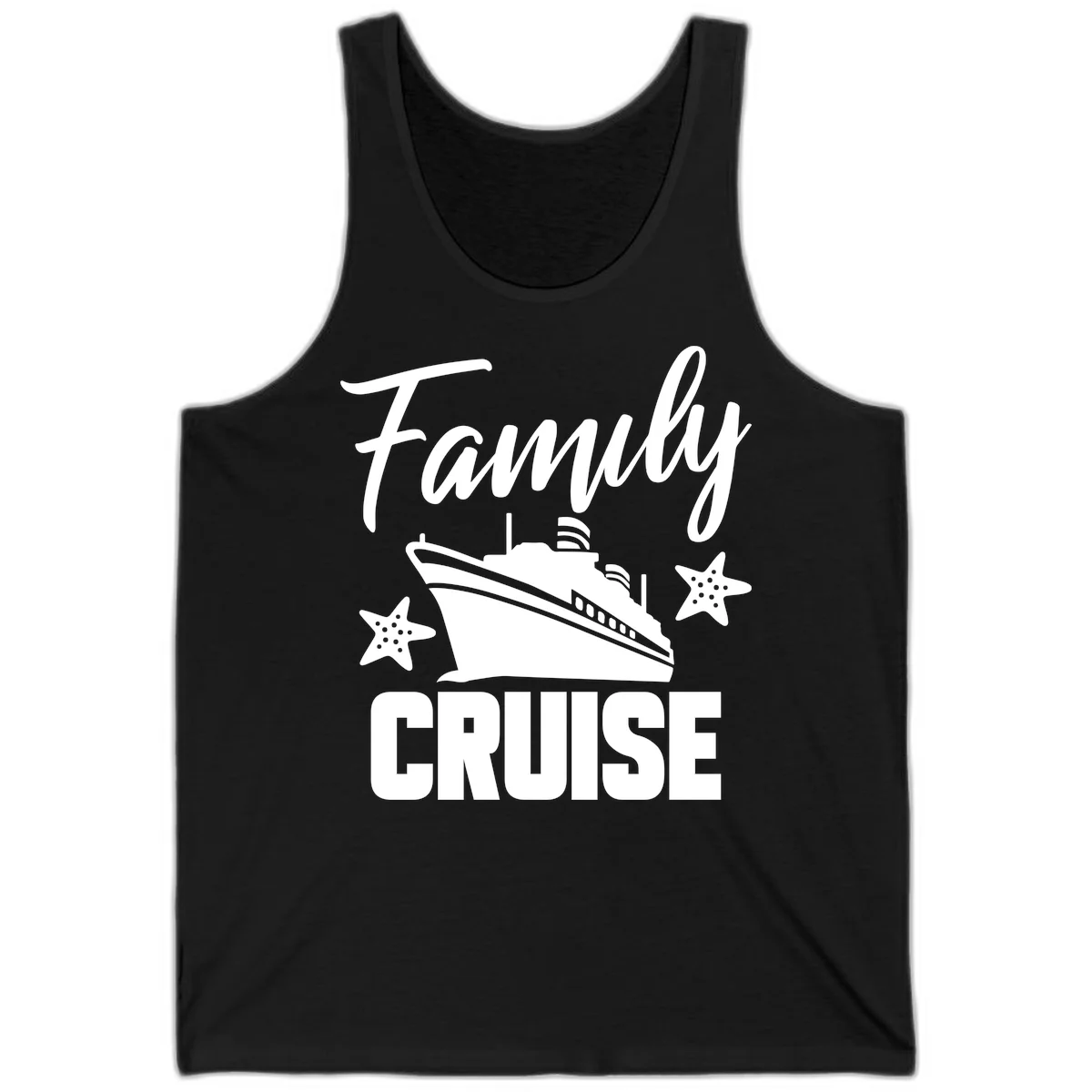 Family Cruise Ship & Starfish Tank Top in Black