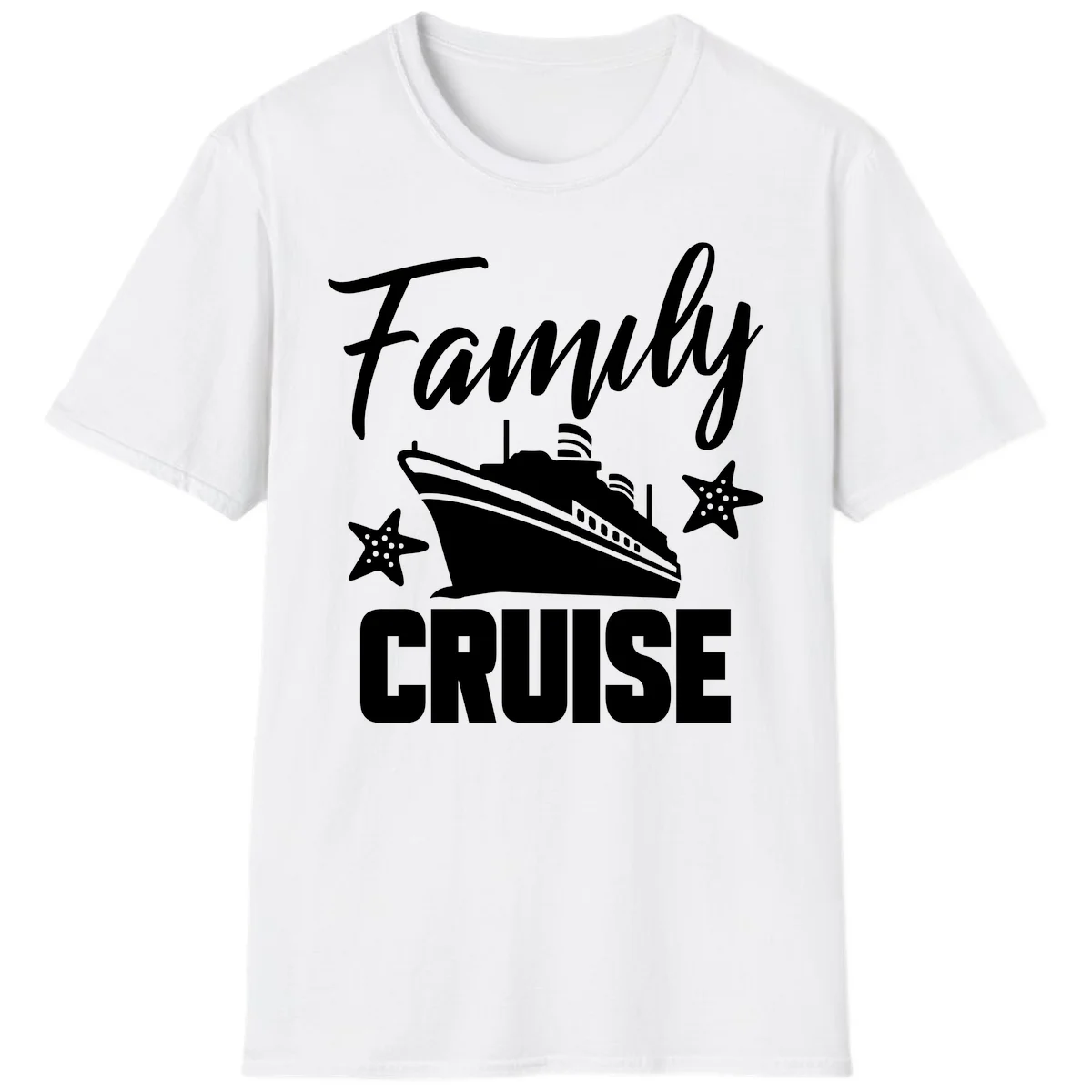 Family Cruise Ship & Starfish Vacation T-Shirt in White