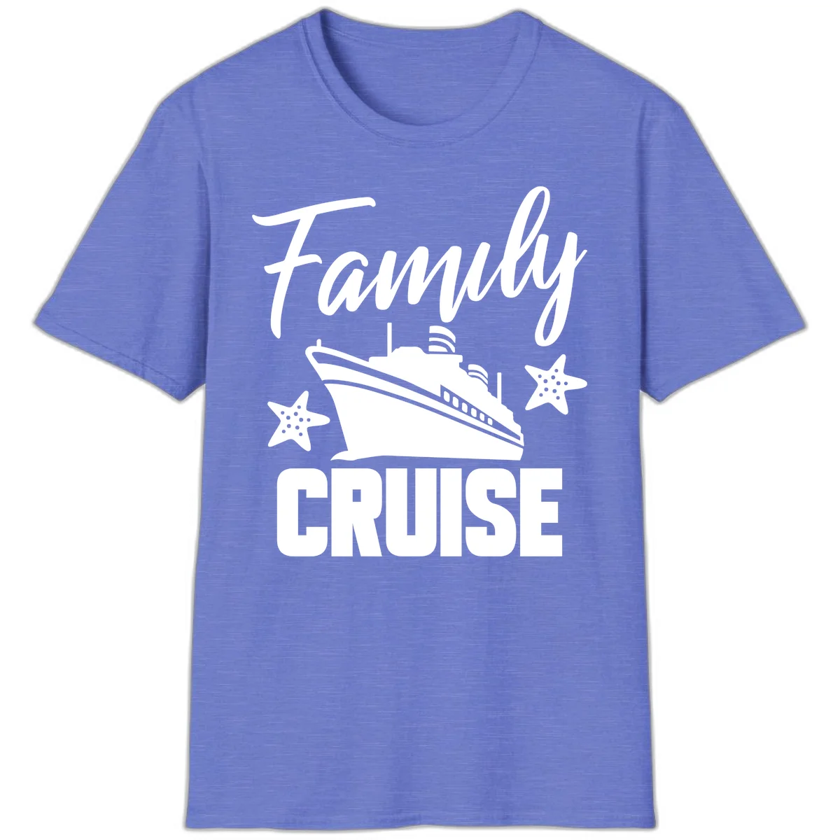 Family Cruise Ship & Starfish Vacation T-Shirt in Heather Royal