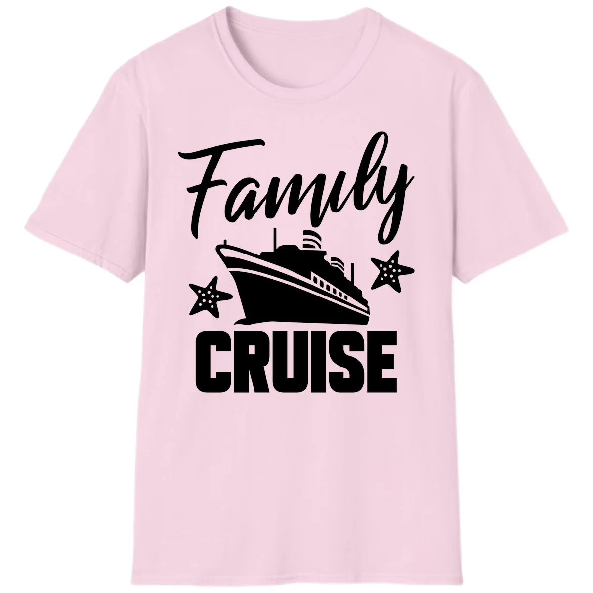 Family Cruise Ship & Starfish Vacation T-Shirt in Light Pink