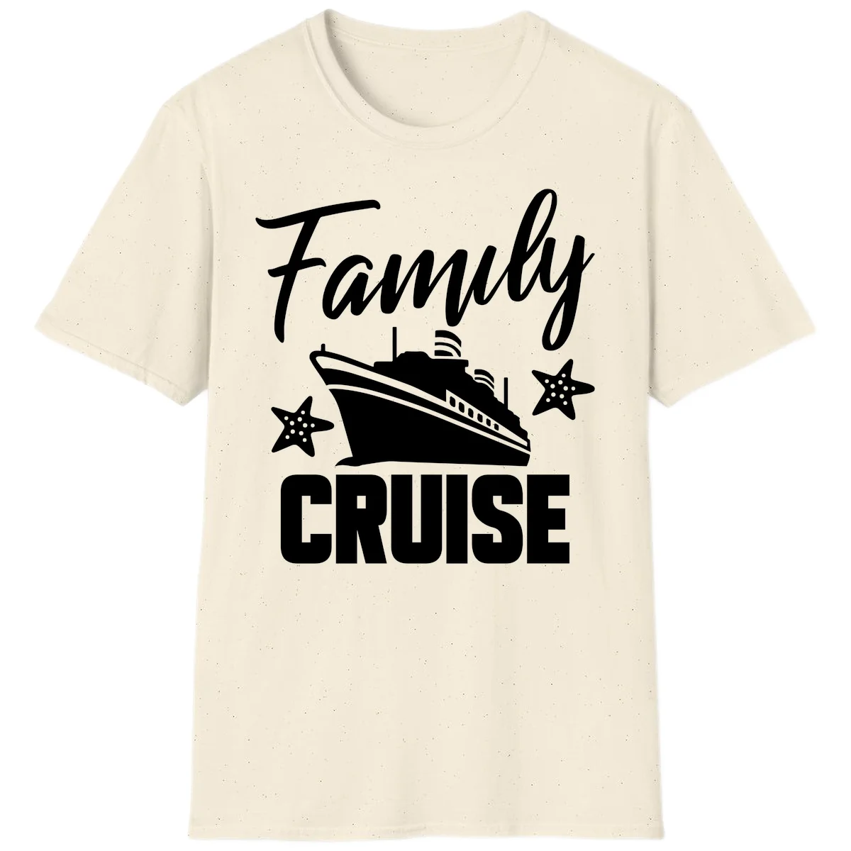 Family Cruise Ship & Starfish Vacation T-Shirt in Natural
