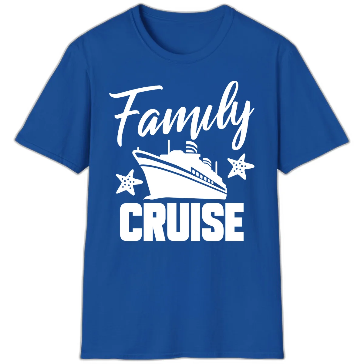 Family Cruise Ship & Starfish Vacation T-Shirt in Royal