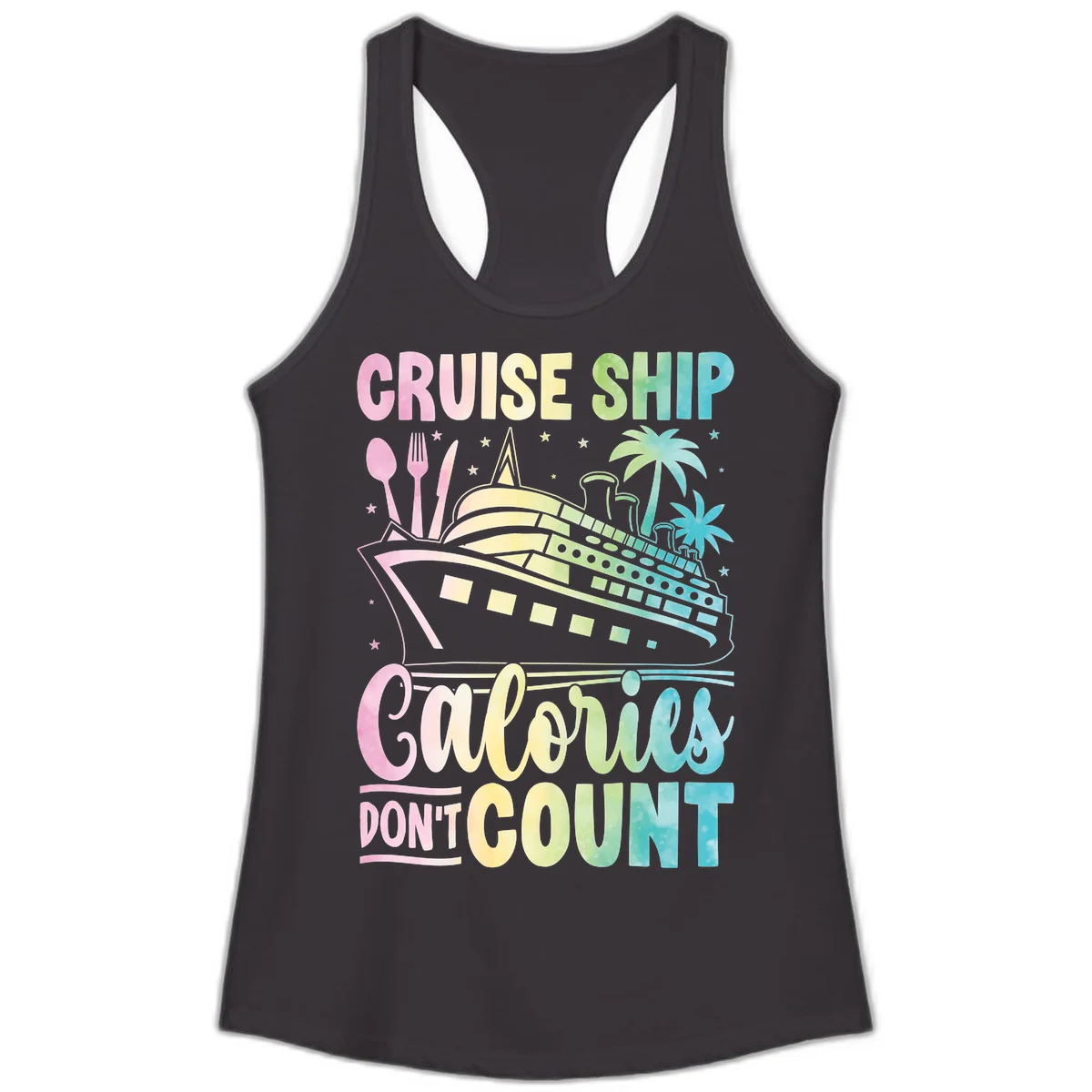 Cruise Ship Calories Don't Count Ladies Tank in Black