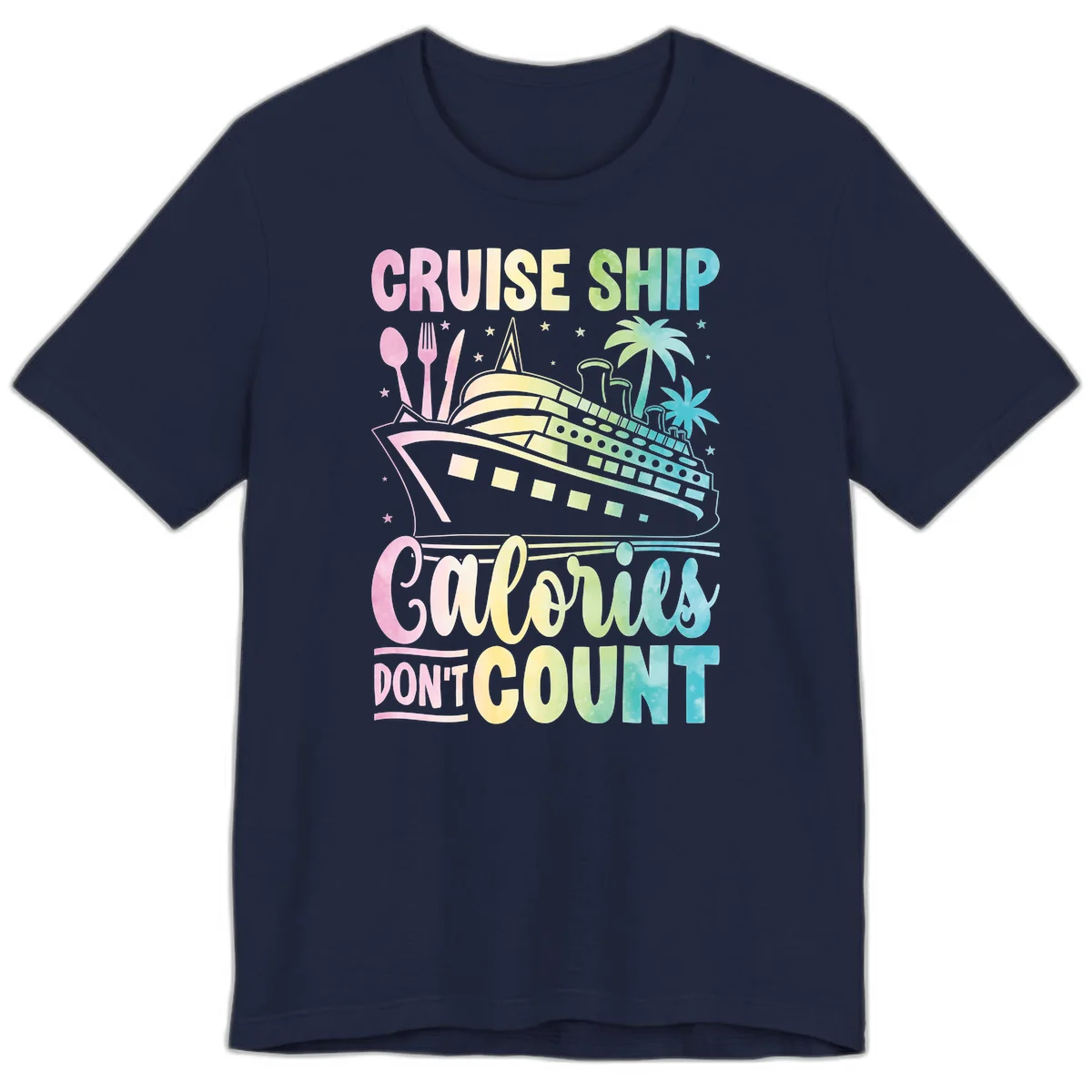 Cruise Ship Calories Don't Count Premium T-Shirt in Navy